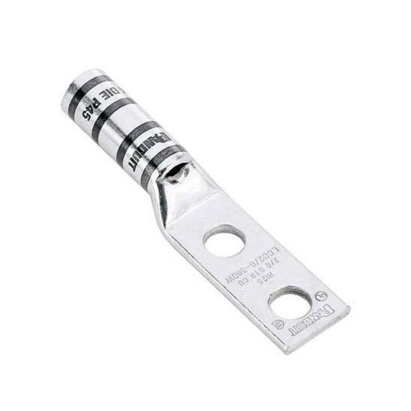 Two-Hole Compression Lug, 4/0 AWG Max, Long Barrel, Copper, Purple
